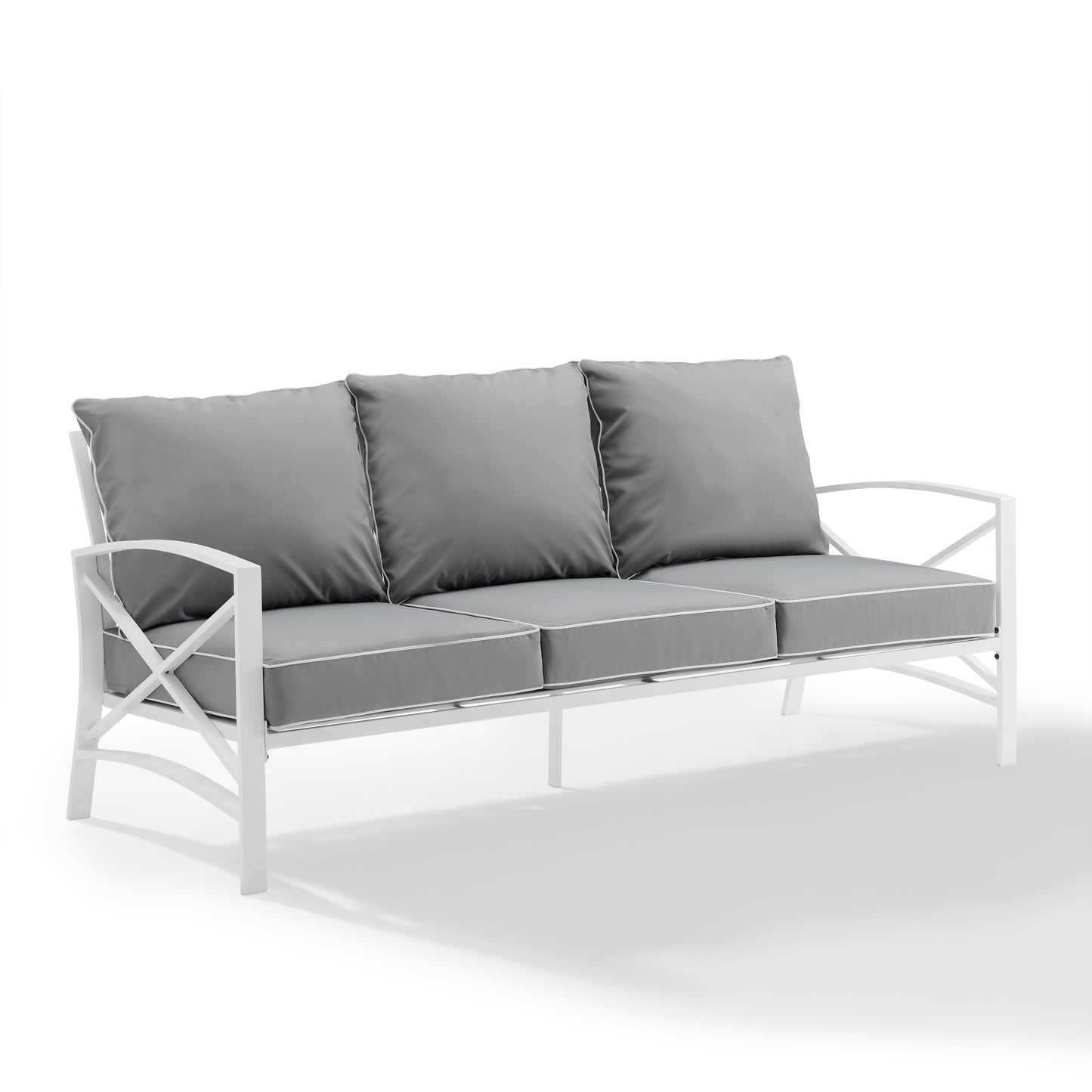 Kaplan Outdoor Metal Sofa Gray/White