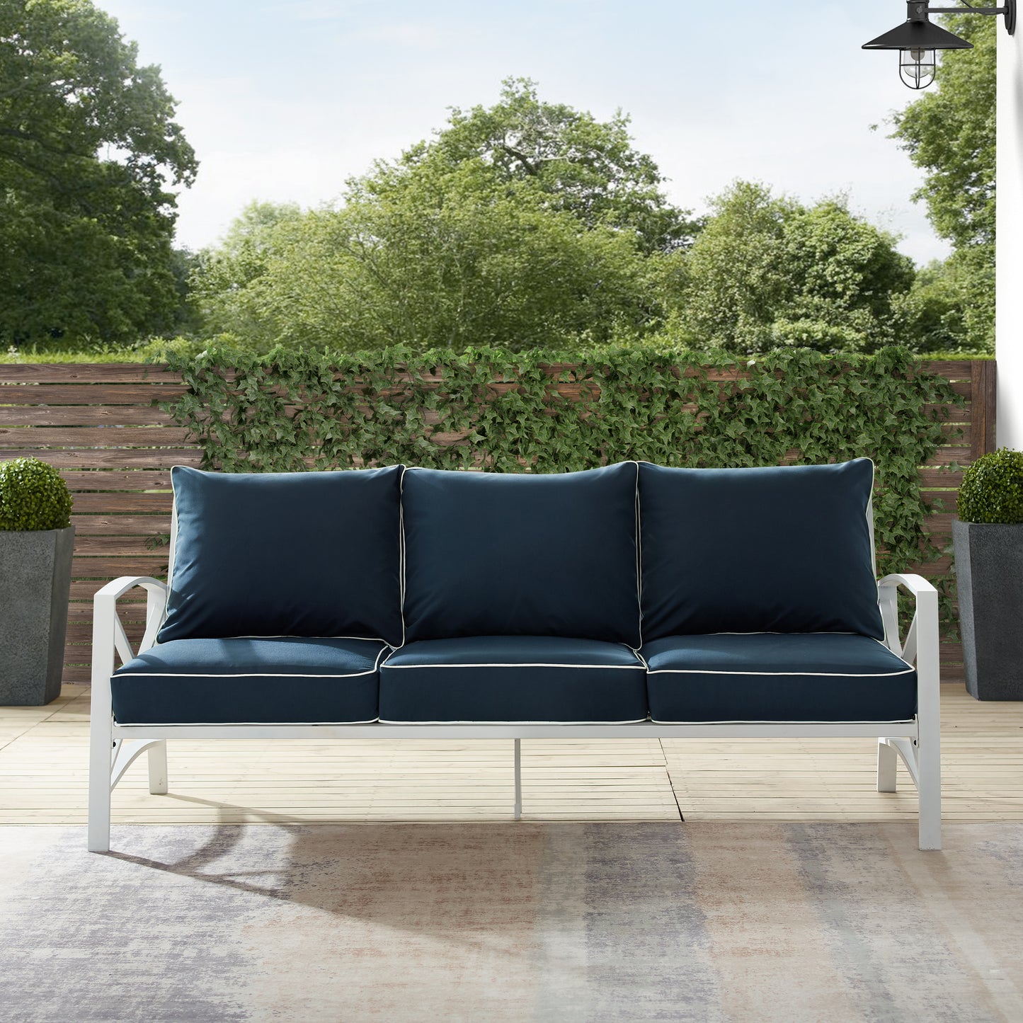 Kaplan Outdoor Metal Sofa Navy/White