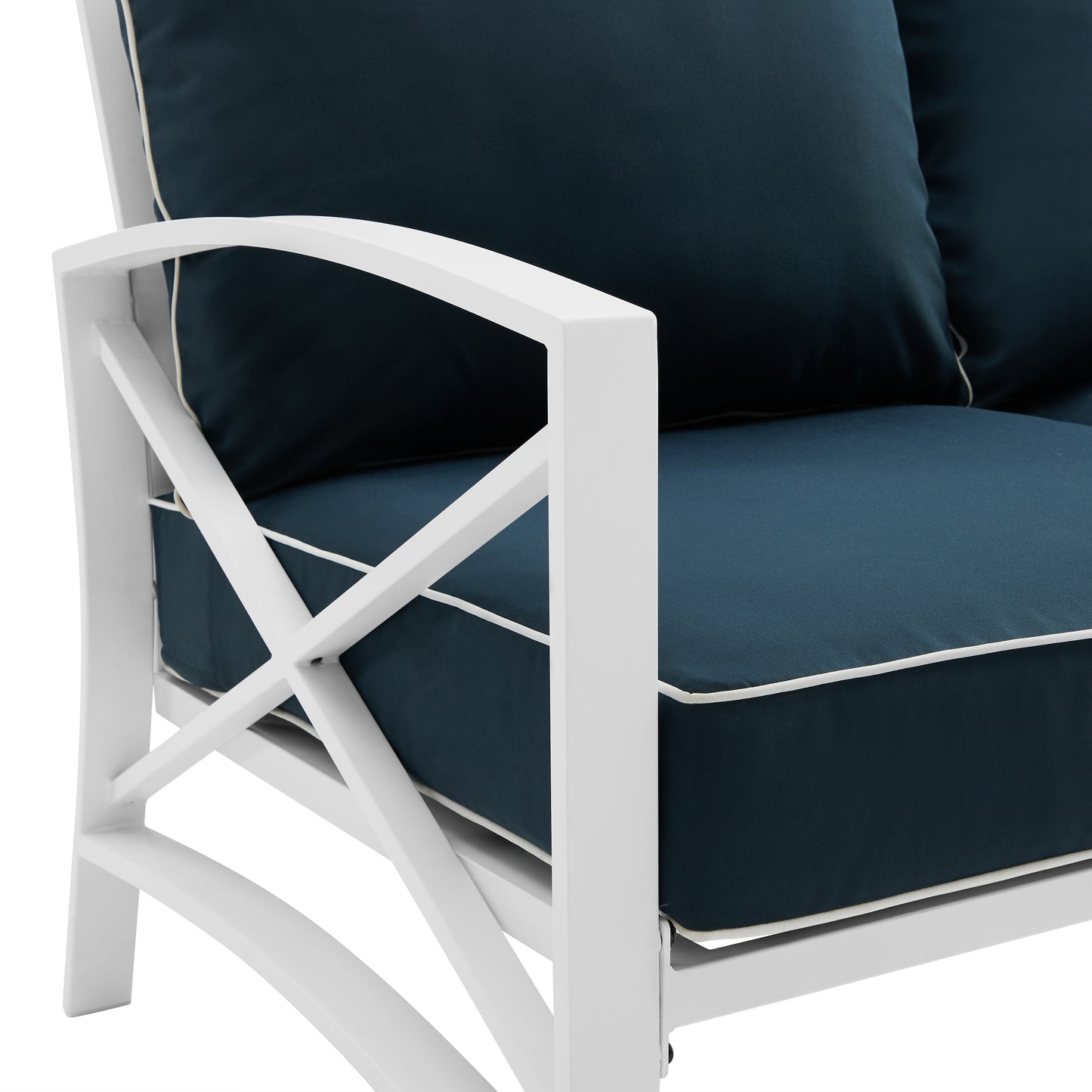 Kaplan Outdoor Metal Sofa Navy/White