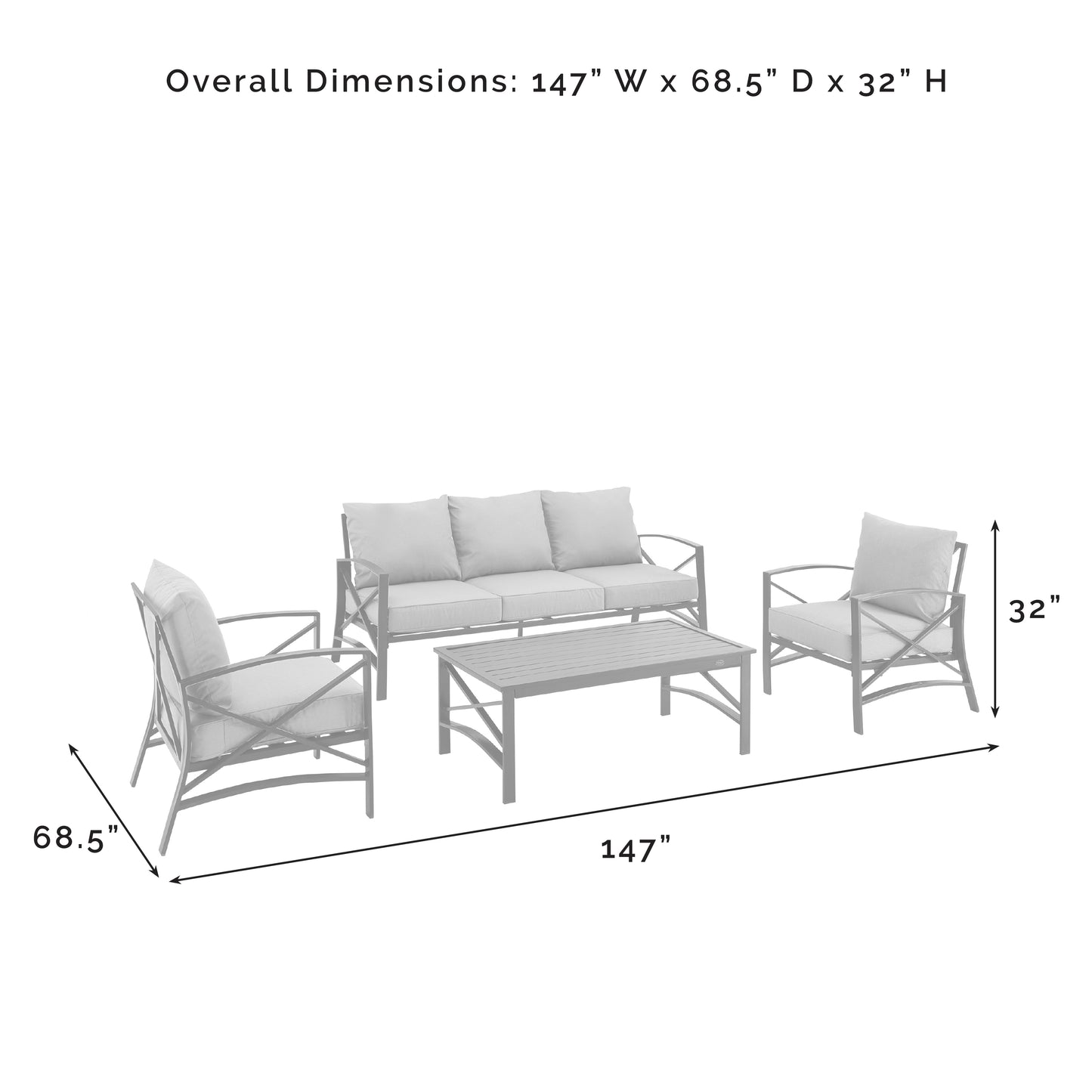 Kaplan 4Pc Outdoor Metal Sofa Set Mist/Oil Rubbed Bronze - Sofa, Coffee Table, & 2 Arm Chairs