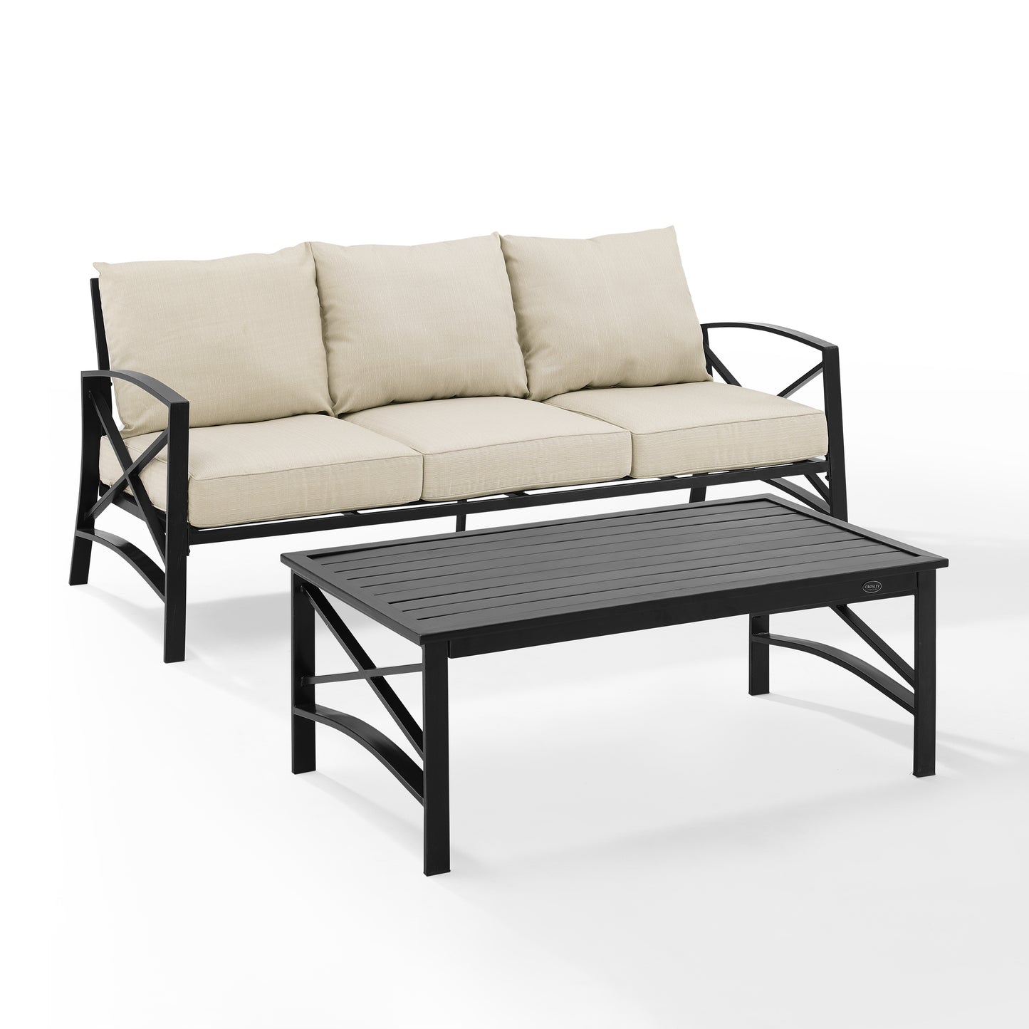 Kaplan 2Pc Outdoor Metal Sofa Set Oatmeal/Oil Rubbed Bronze - Sofa & Coffee Table