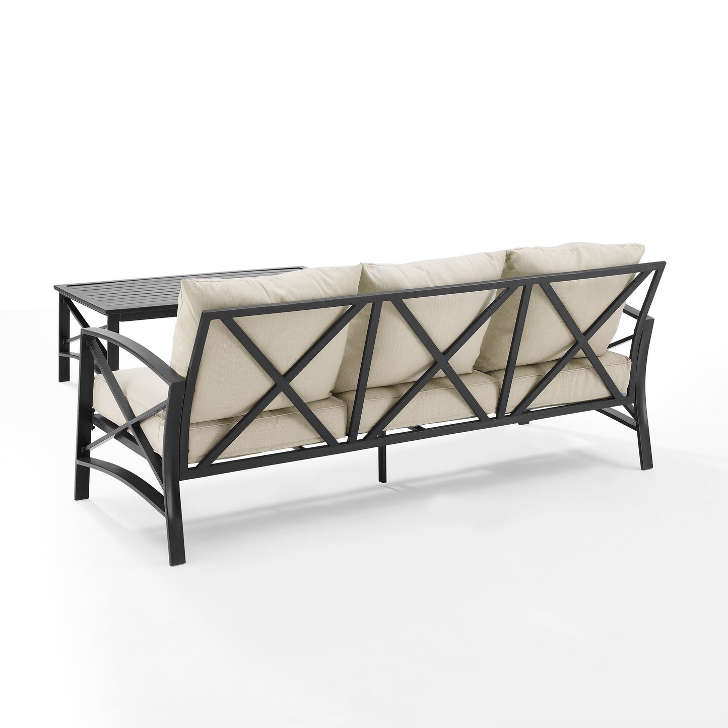 Kaplan 2Pc Outdoor Metal Sofa Set Oatmeal/Oil Rubbed Bronze - Sofa & Coffee Table