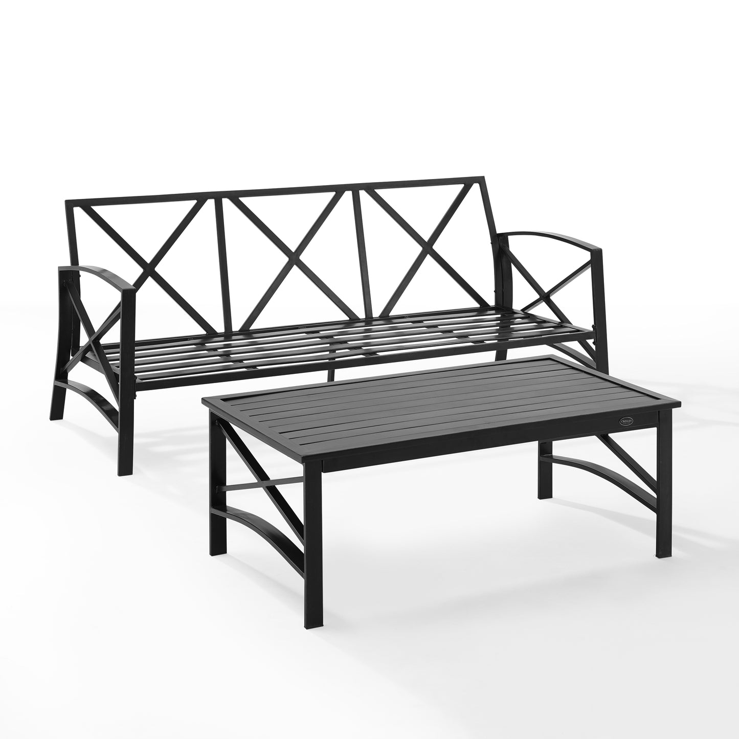 Kaplan 2Pc Outdoor Metal Sofa Set Oatmeal/Oil Rubbed Bronze - Sofa & Coffee Table