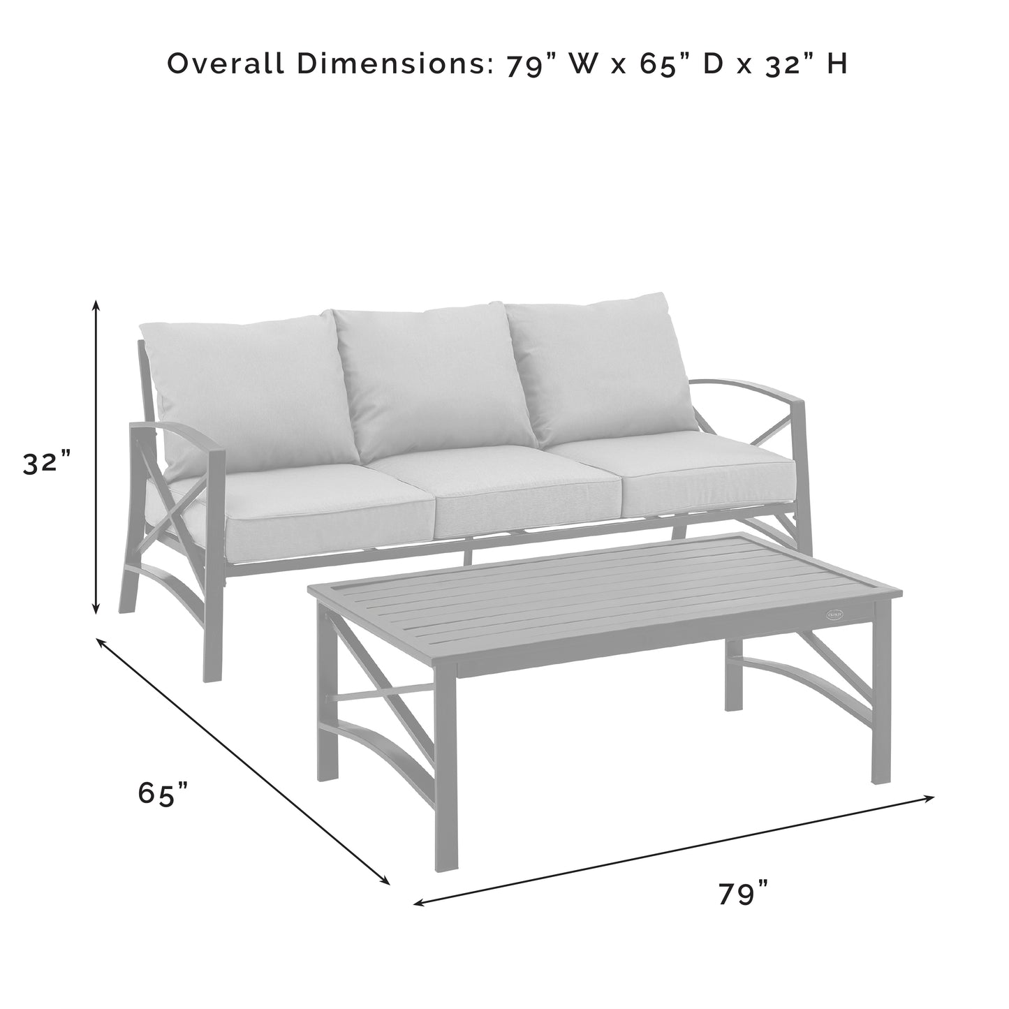 Kaplan 2Pc Outdoor Metal Sofa Set Oatmeal/Oil Rubbed Bronze - Sofa & Coffee Table