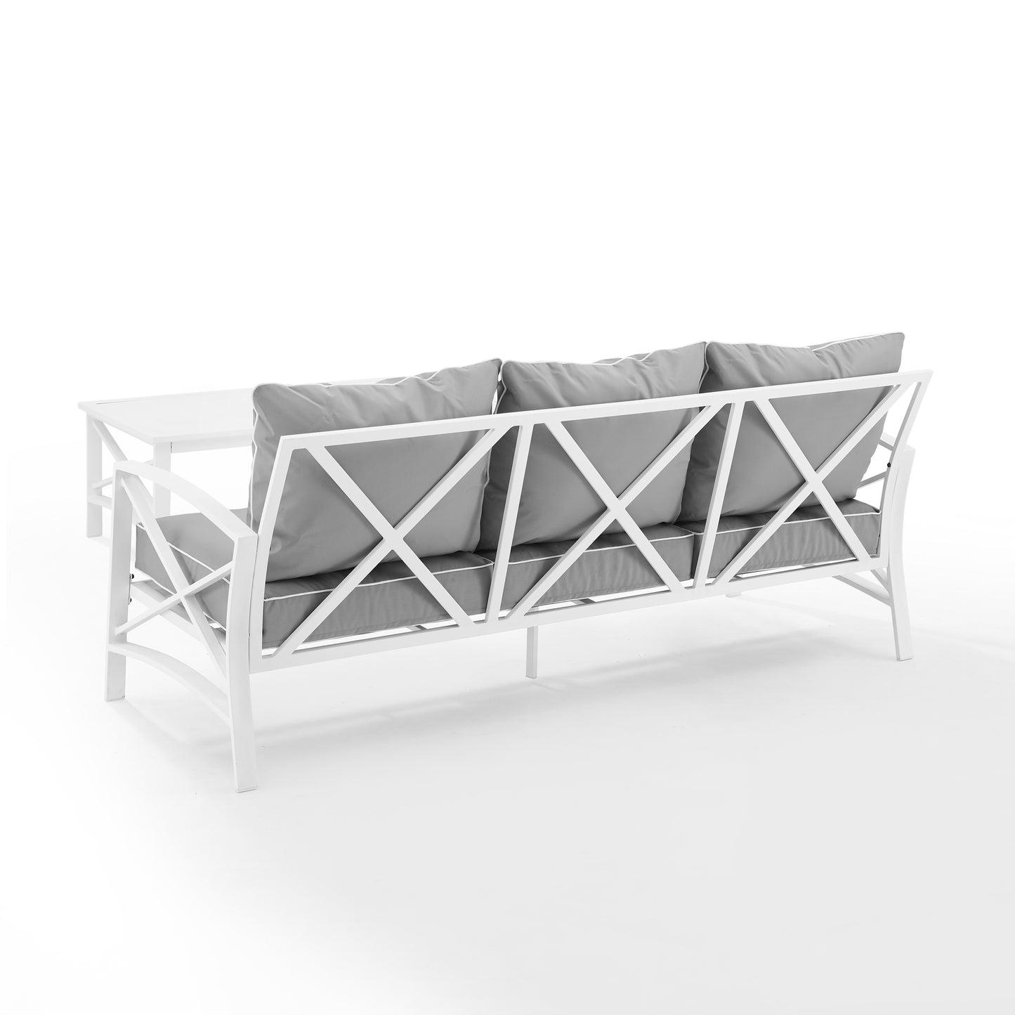 Kaplan 2Pc Outdoor Metal Sofa Set Gray/White - Sofa & Coffee Table