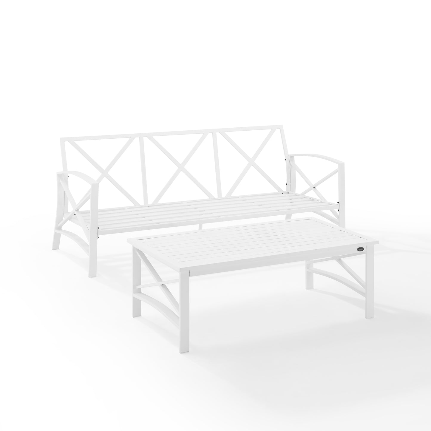 Kaplan 2Pc Outdoor Metal Sofa Set Gray/White - Sofa & Coffee Table