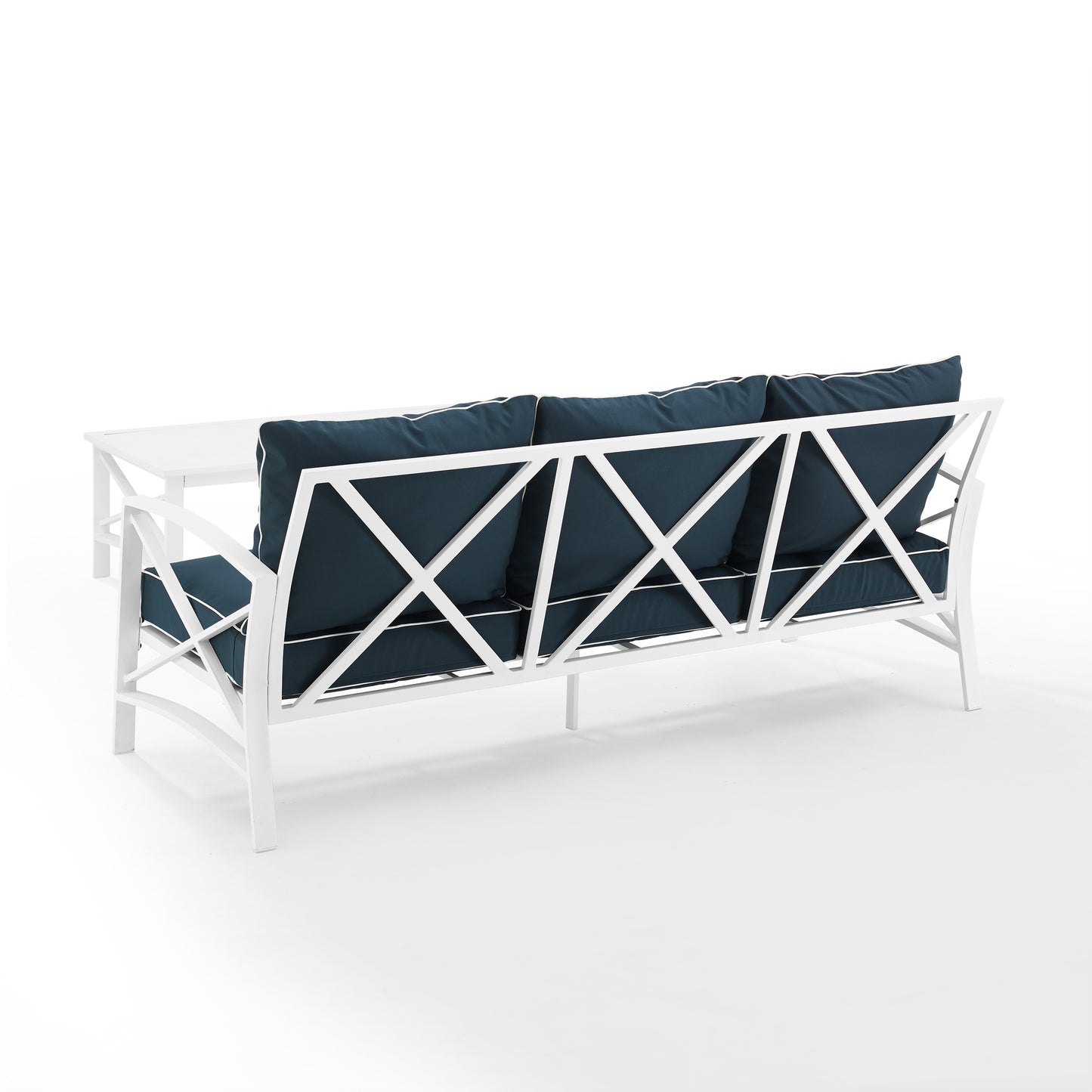 Kaplan 2Pc Outdoor Metal Sofa Set Navy/White - Sofa & Coffee Table