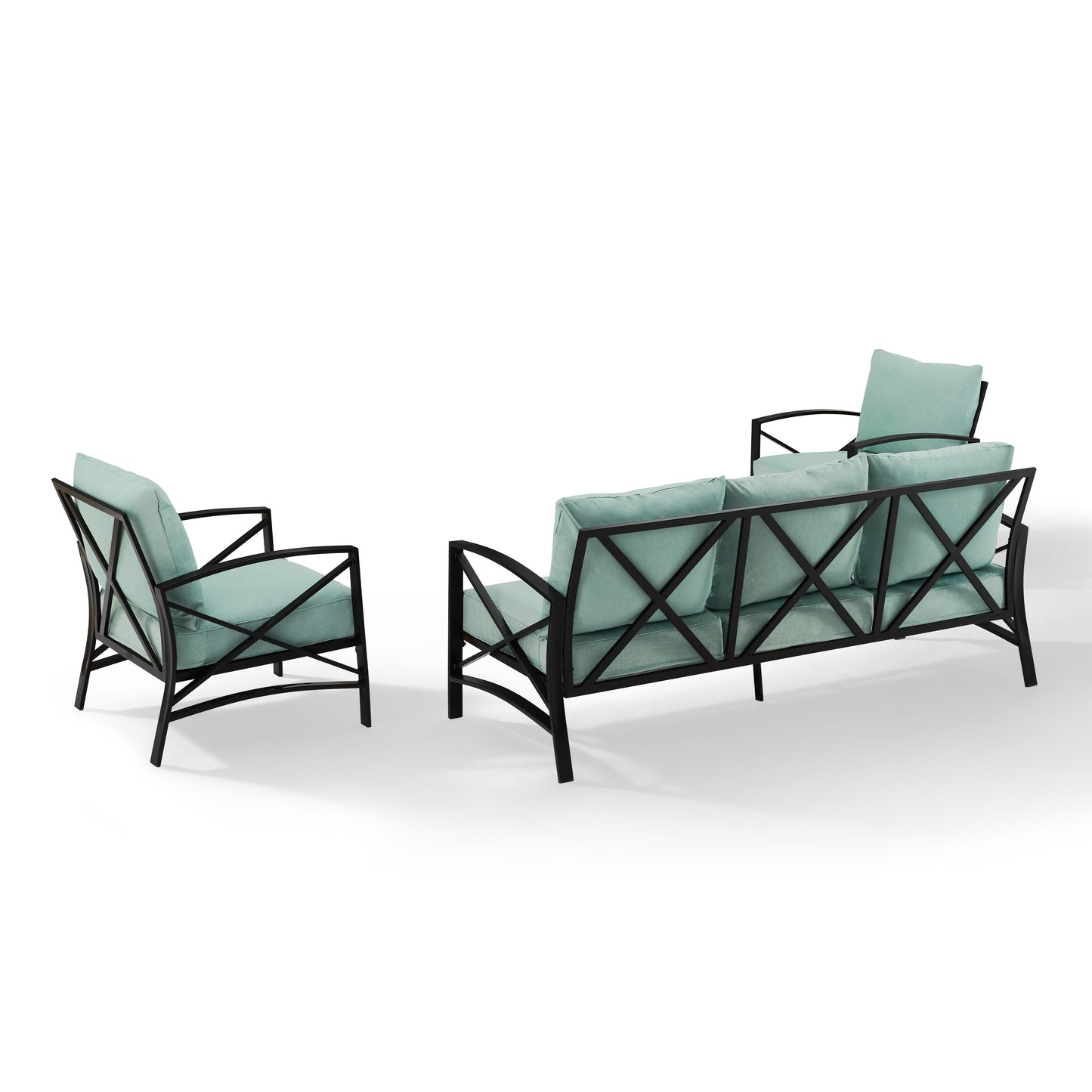 Kaplan 3Pc Outdoor Metal Sofa Set Mist/Oil Rubbed Bronze - Sofa & 2 Arm Chairs