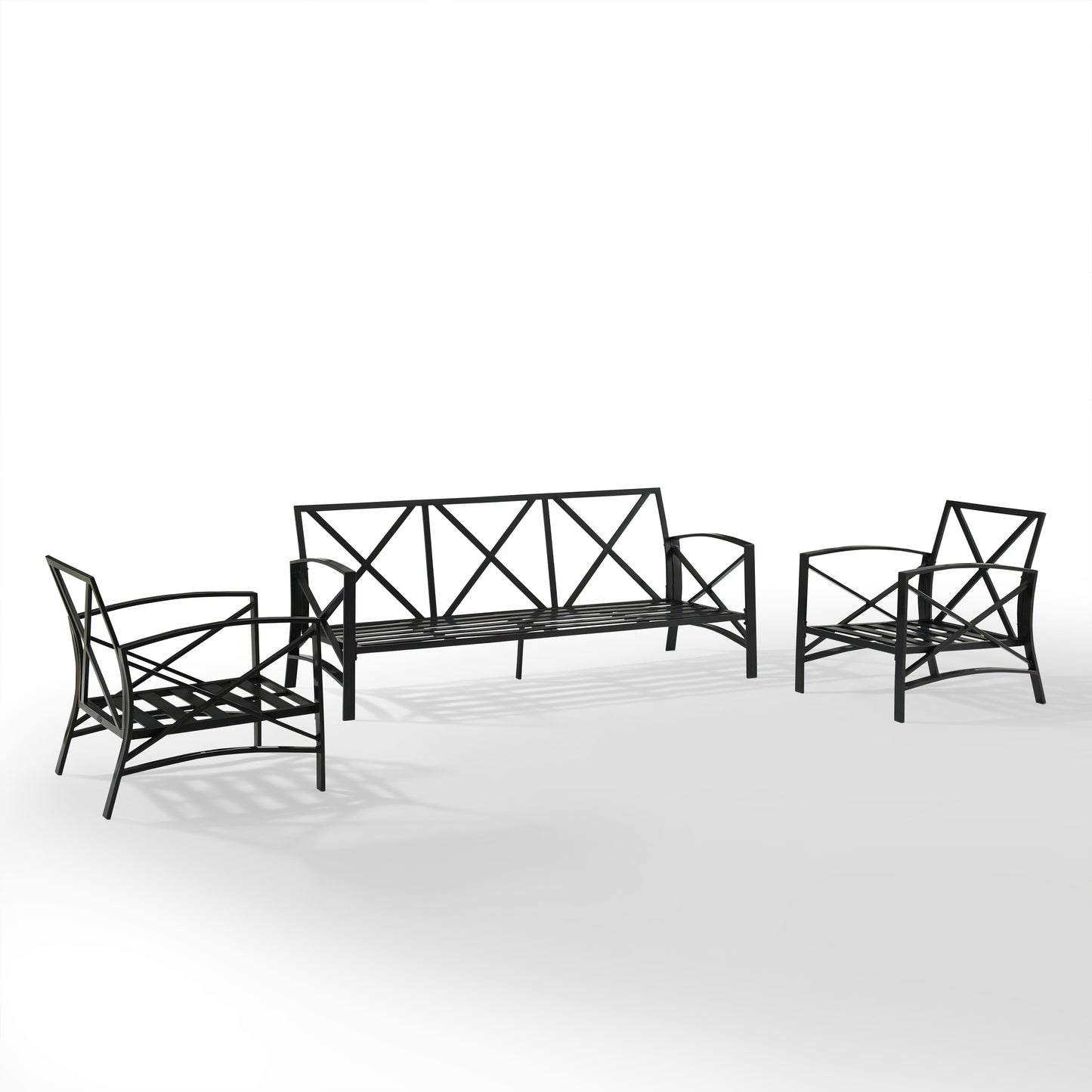 Kaplan 3Pc Outdoor Metal Sofa Set Mist/Oil Rubbed Bronze - Sofa & 2 Arm Chairs