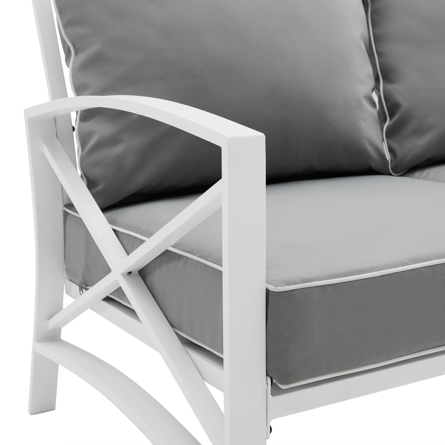 Kaplan 3Pc Outdoor Metal Sofa Set Gray/White - Sofa & 2 Arm Chairs