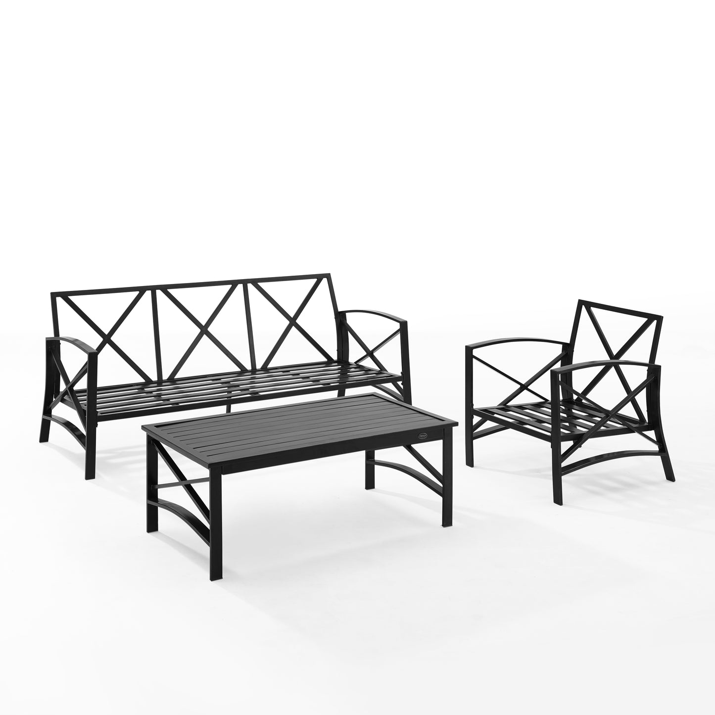 Kaplan 3Pc Outdoor Metal Sofa Set Mist/Oil Rubbed Bronze - Sofa, Arm Chair, & Coffee Table