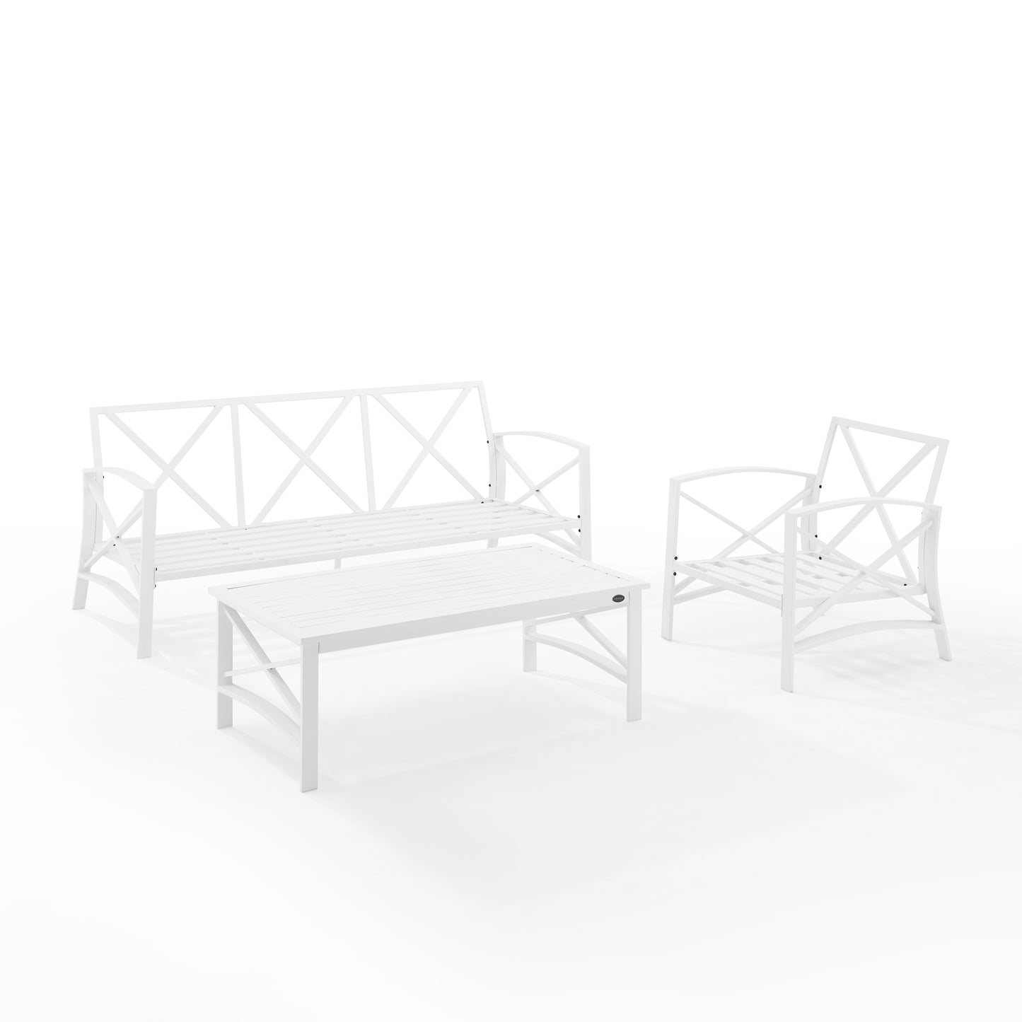 Kaplan 3Pc Outdoor Metal Sofa Set Gray/White - Sofa, Arm Chair & Coffee Table