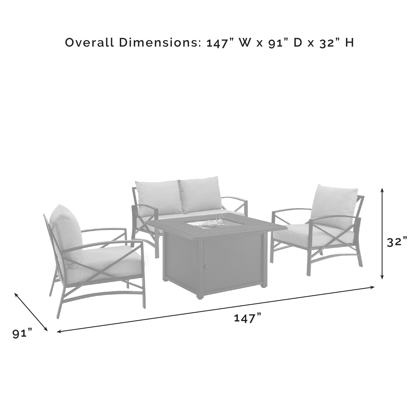 Kaplan 4Pc Outdoor Metal Conversation Set W/Fire Table Mist/Oil Rubbed Bronze - Loveseat, Dante Fire Table, & 2 Arm Chairs