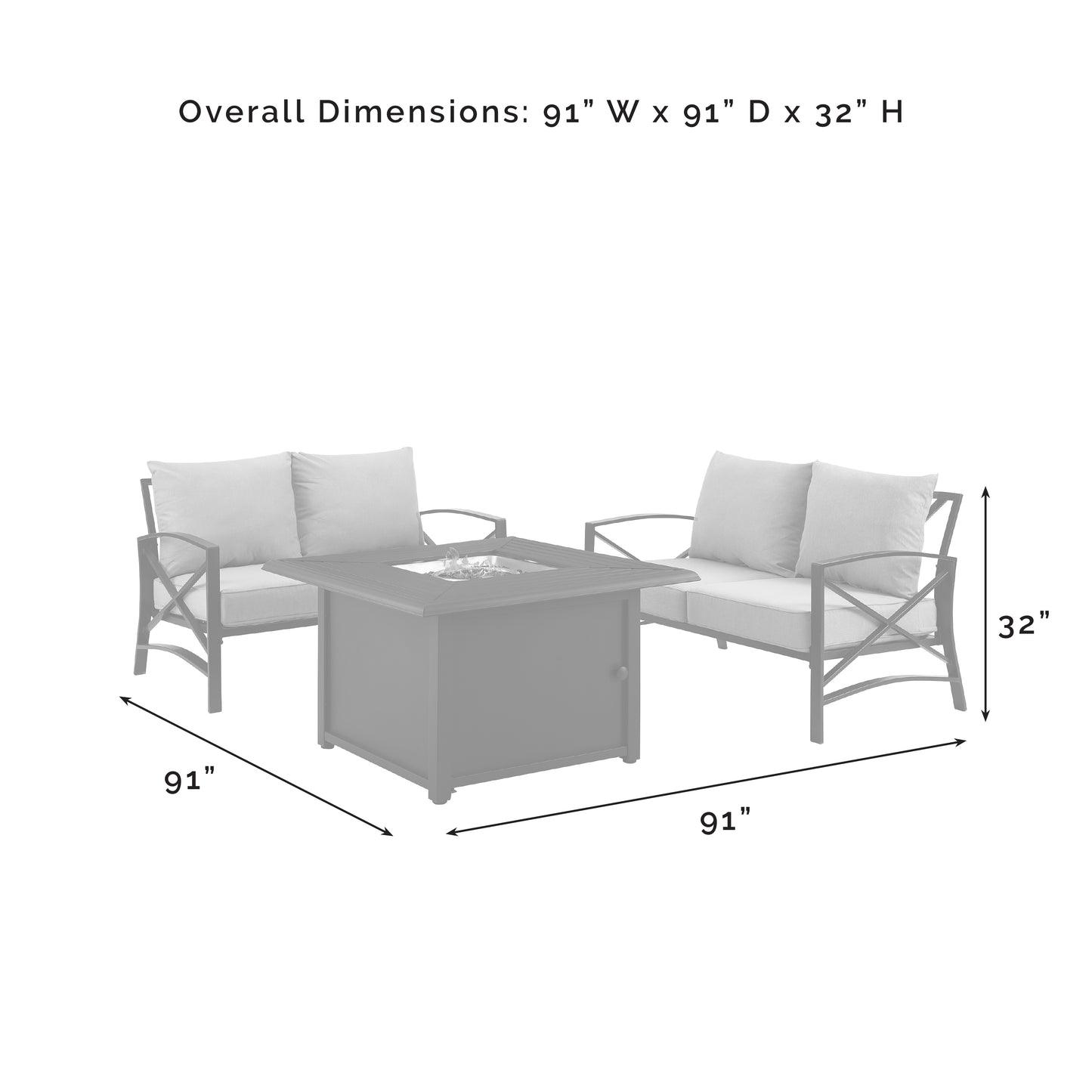 Kaplan 3Pc Outdoor Metal Conversation Set W/Fire Table Oatmeal/Oil Rubbed Bronze - Dante Fire Table & 2 Loveseats