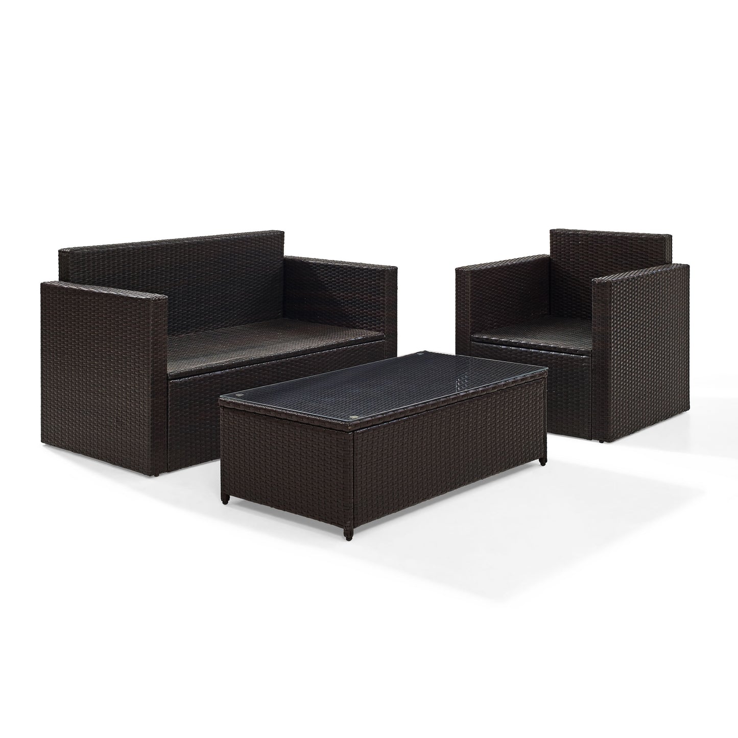 Palm Harbor 3Pc Outdoor Wicker Conversation Set Sand/Brown - Loveseat, Chair, & Coffee Table