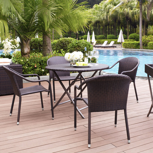 Palm Harbor 5Pc Outdoor Wicker Dining Set Brown - Table & 4 Chairs