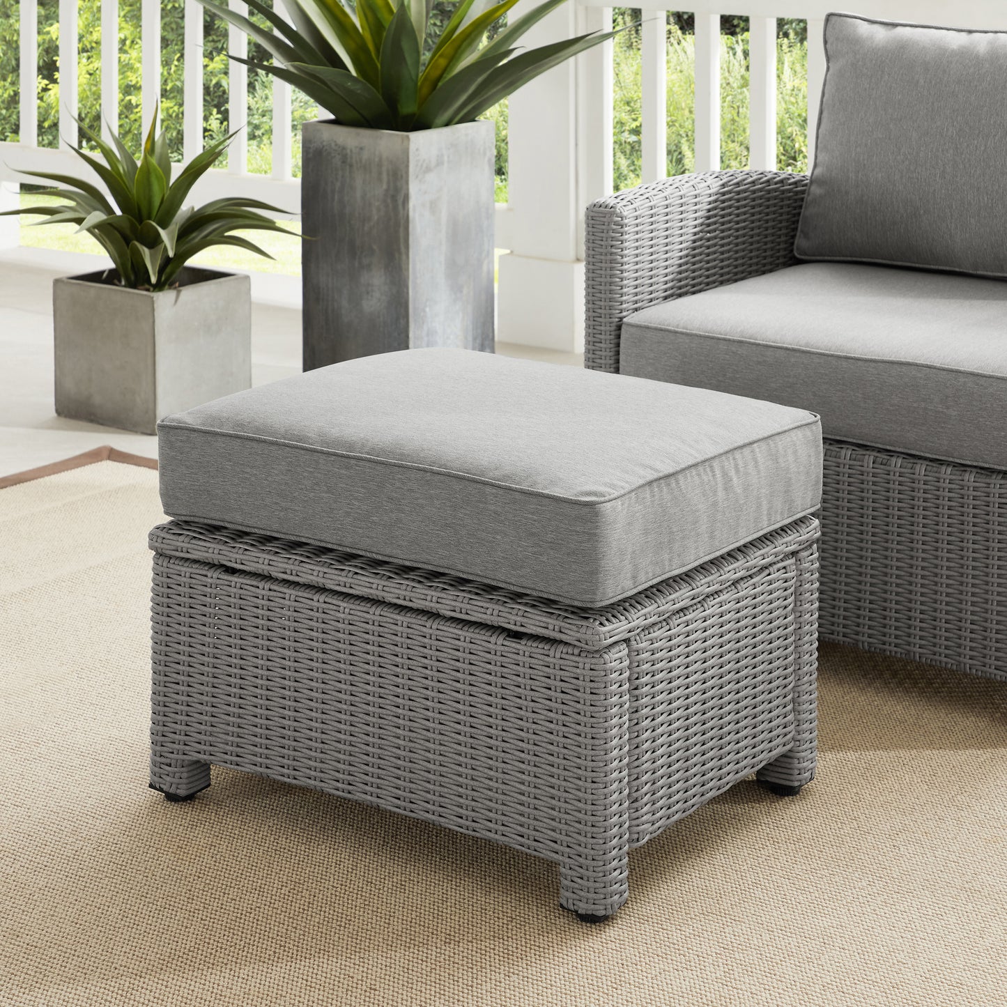 Bradenton Outdoor Wicker Ottoman Gray