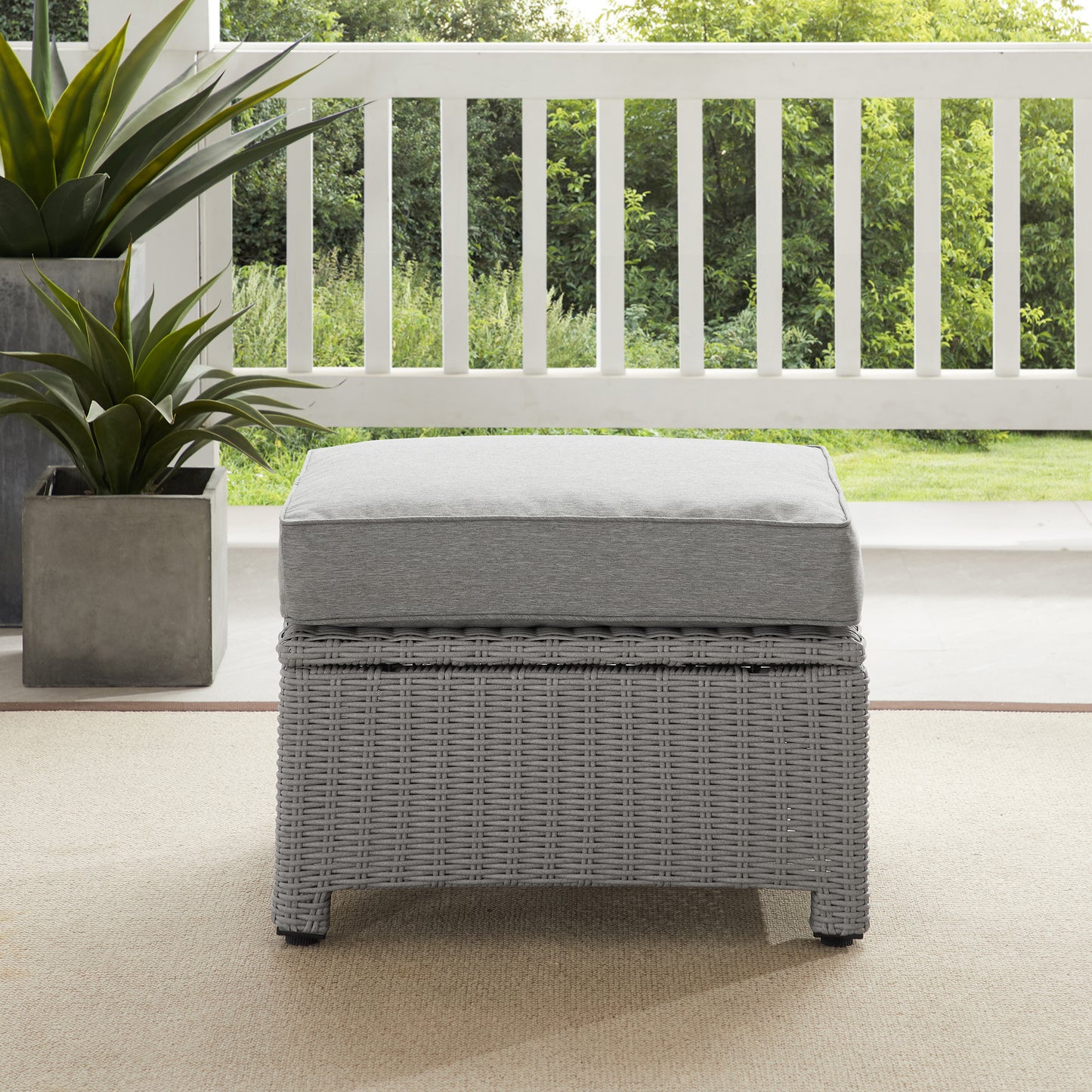 Bradenton Outdoor Wicker Ottoman Gray