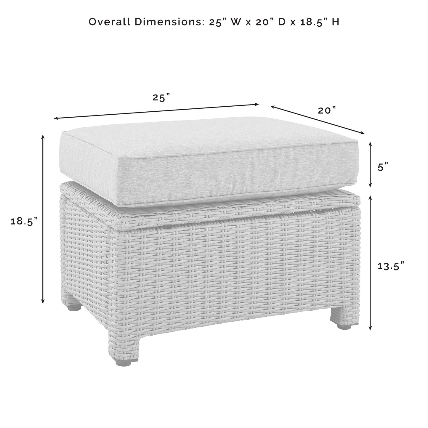 Bradenton Outdoor Wicker Ottoman Gray