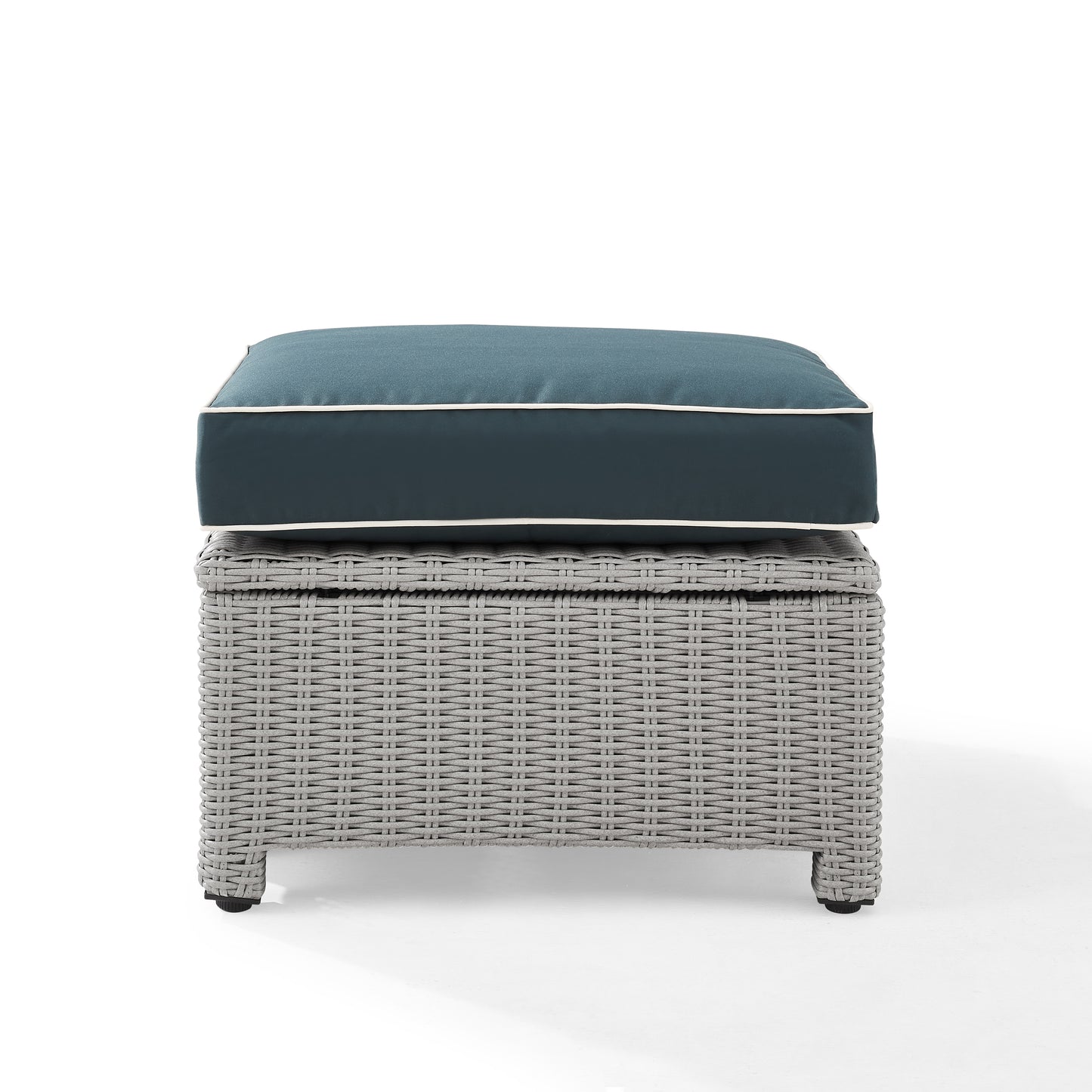 Bradenton Outdoor Wicker Ottoman Navy/Gray