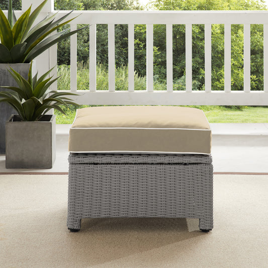 Bradenton Outdoor Wicker Ottoman Sand/Gray