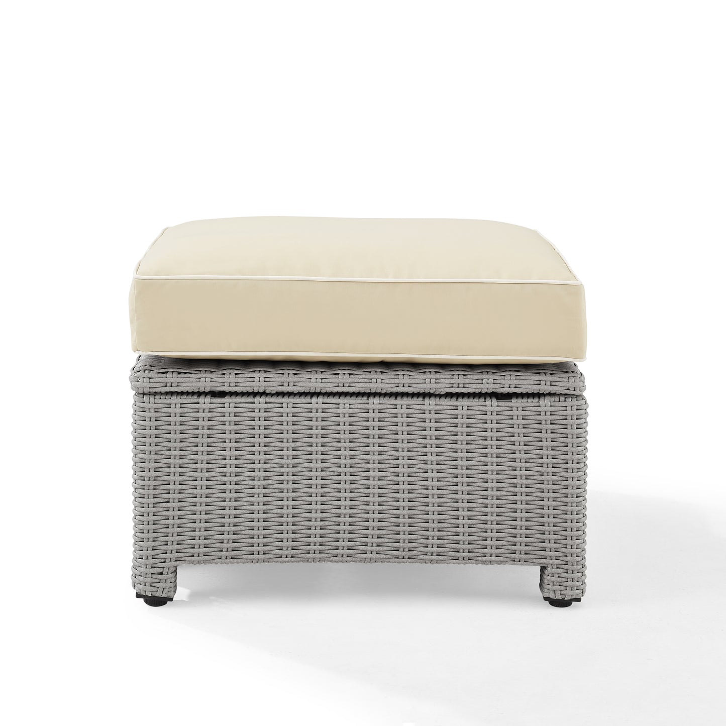 Bradenton Outdoor Wicker Ottoman Sand/Gray