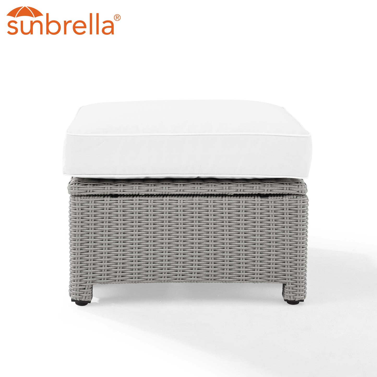 Bradenton Outdoor Ottoman - Sunbrella White/Gray