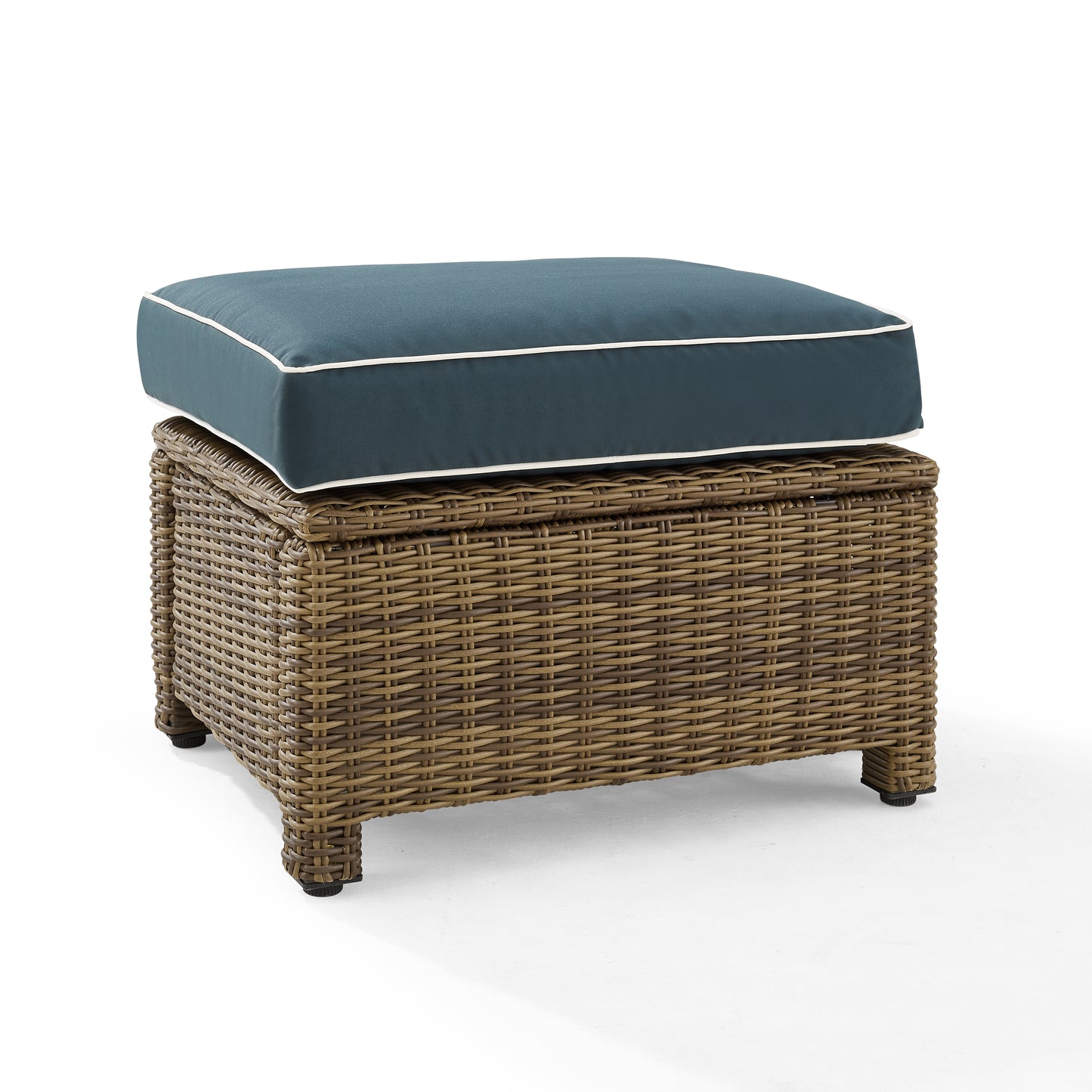 Bradenton Outdoor Wicker Ottoman Navy /Weathered Brown