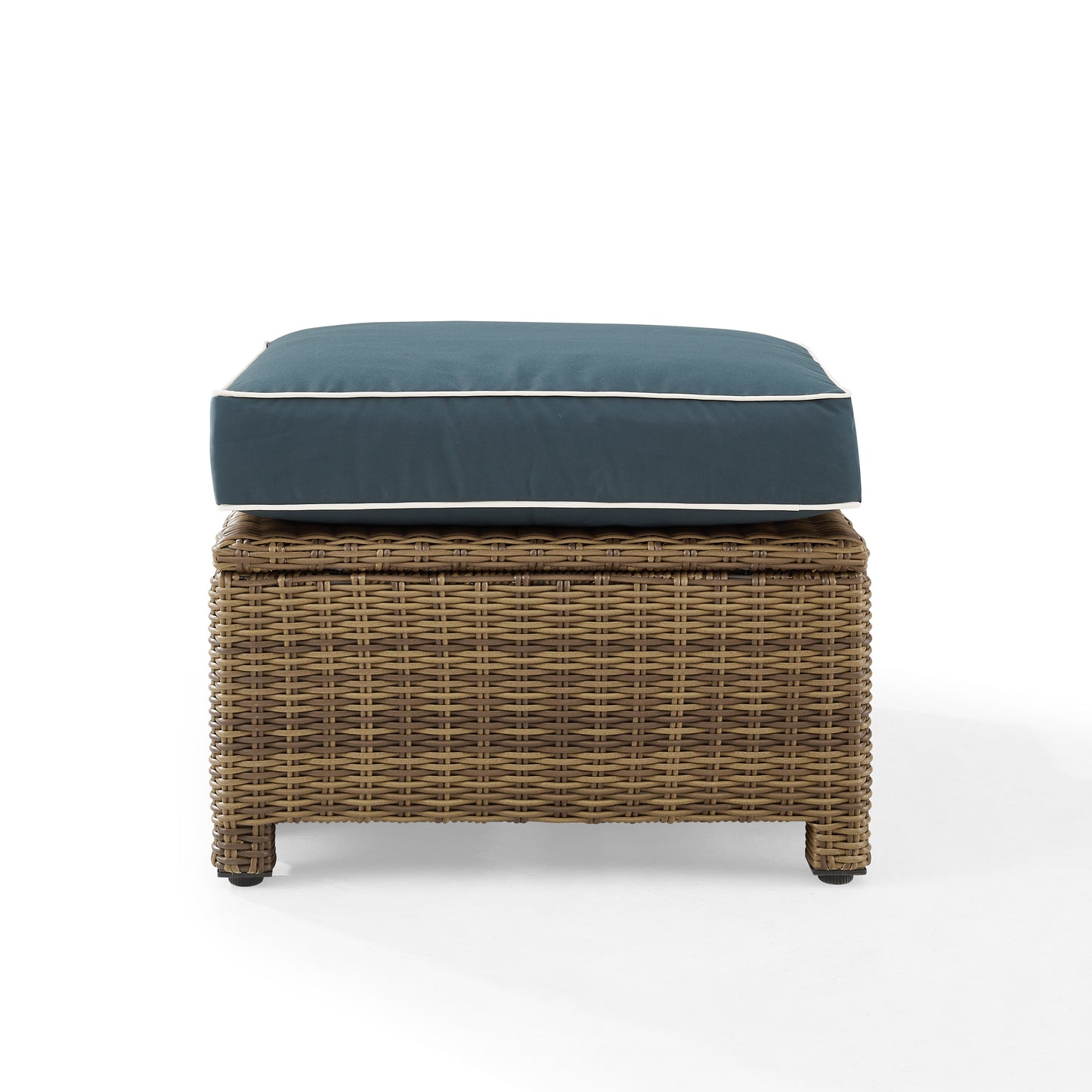 Bradenton Outdoor Wicker Ottoman Navy /Weathered Brown