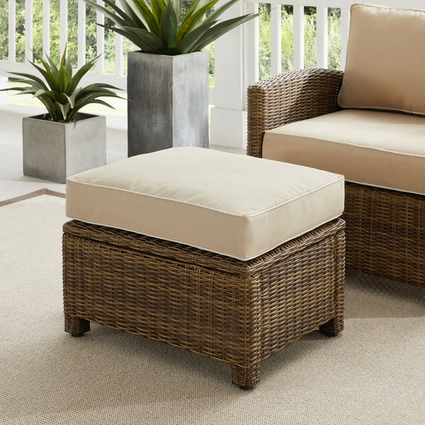 Bradenton Outdoor Wicker Ottoman Sand /Weathered Brown