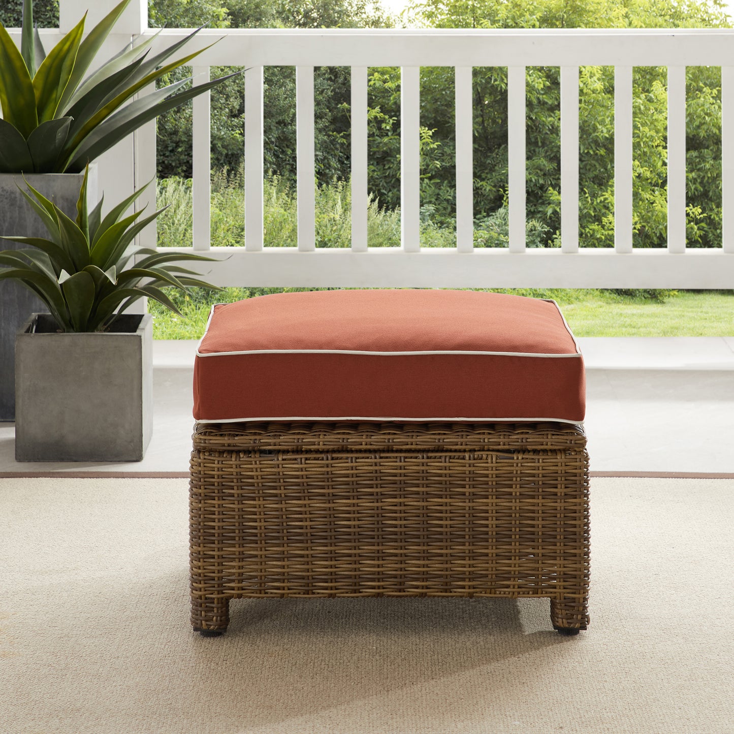 Bradenton Outdoor Wicker Ottoman Sangria/Weathered Brown