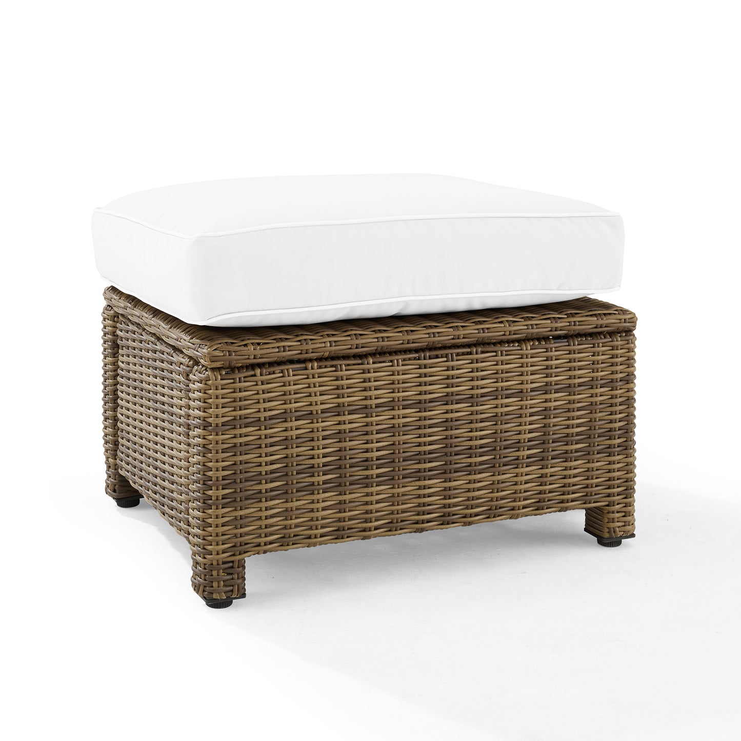 Bradenton Outdoor Ottoman - Sunbrella White/Weathered Brown