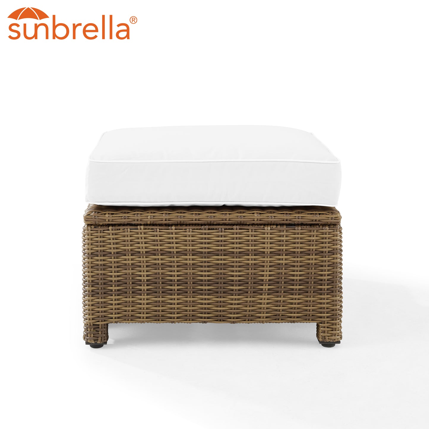 Bradenton Outdoor Ottoman - Sunbrella White/Weathered Brown