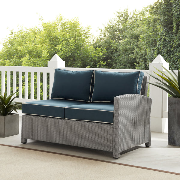 Bradenton Outdoor Wicker Sectional Right Side Loveseat Navy/Gray