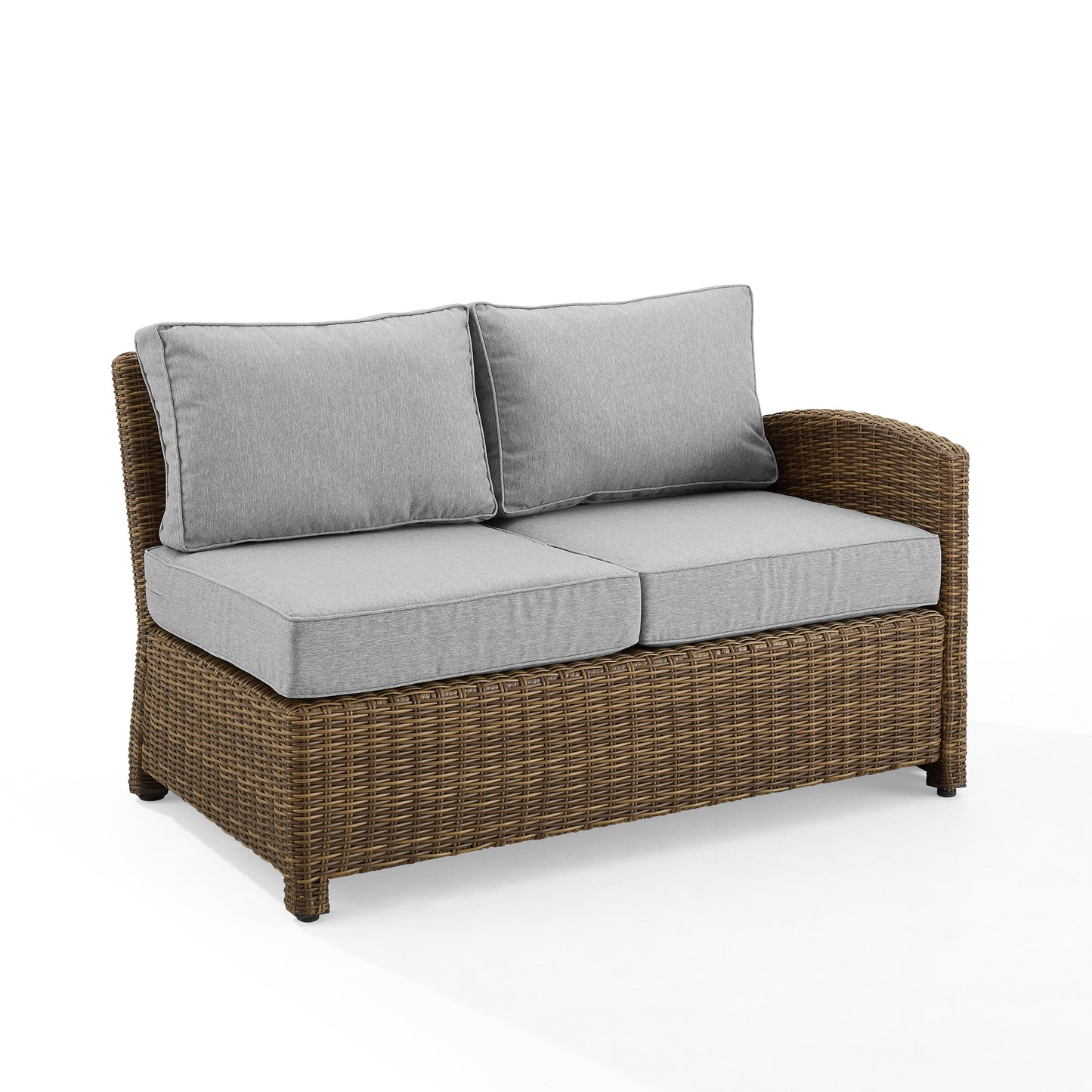 Bradenton Outdoor Wicker Sectional Right Side Loveseat Gray/Weathered Brown