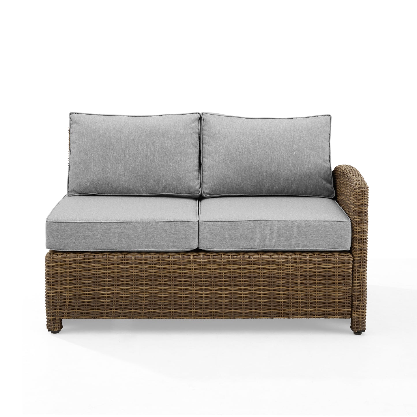 Bradenton Outdoor Wicker Sectional Right Side Loveseat Gray/Weathered Brown