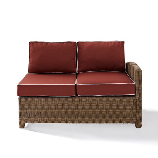 Bradenton Outdoor Wicker Sectional Right Side Loveseat Sangria/Weathered Brown