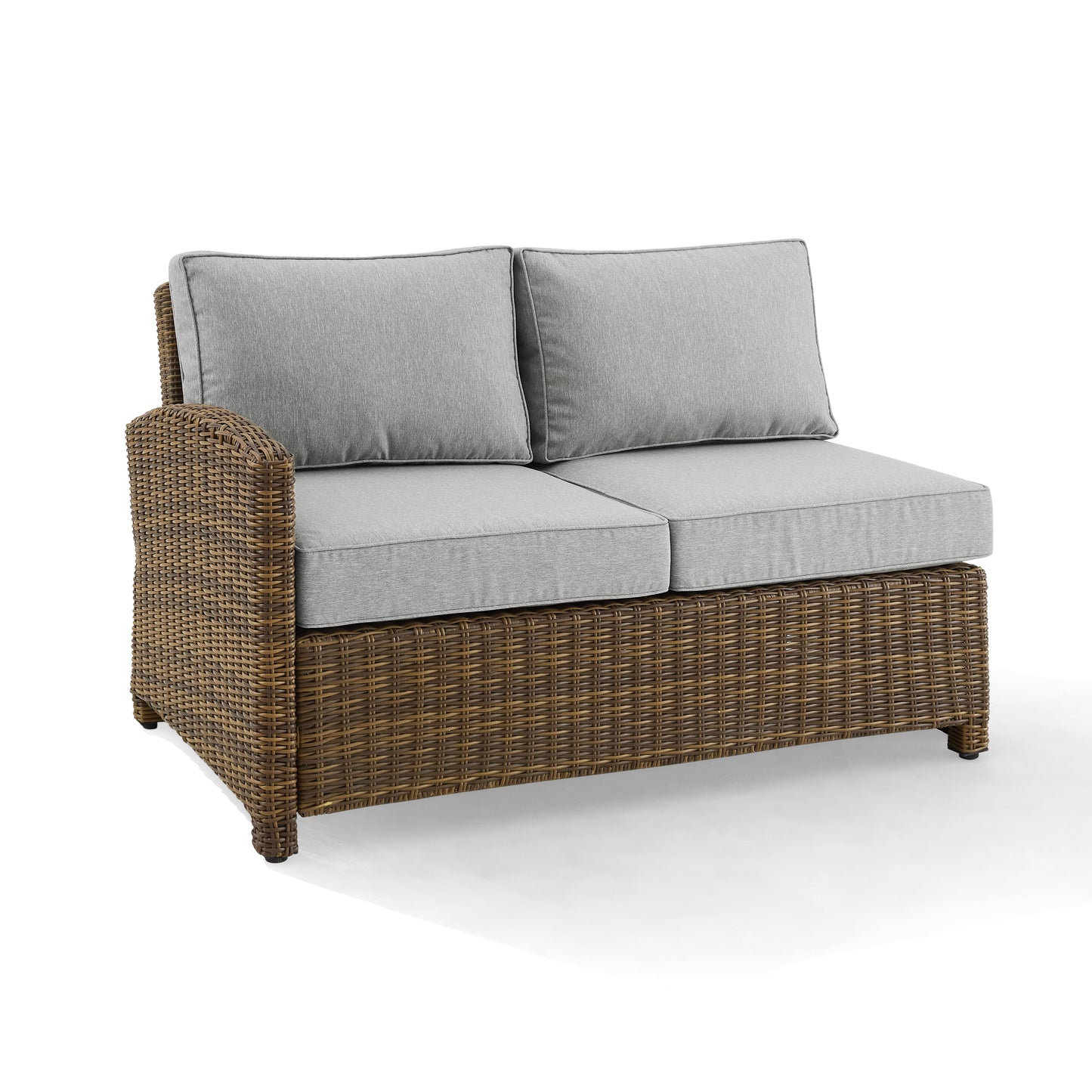 Bradenton Outdoor Wicker Sectional Left Side Loveseat Gray/Weathered Brown