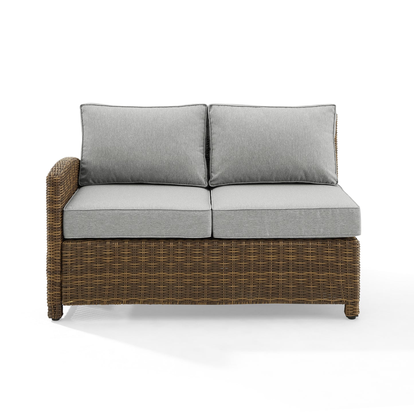 Bradenton Outdoor Wicker Sectional Left Side Loveseat Gray/Weathered Brown