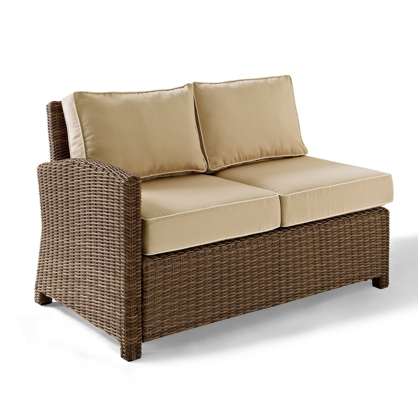 Bradenton Outdoor Wicker Sectional Left Side Loveseat Sand/Weathered Brown