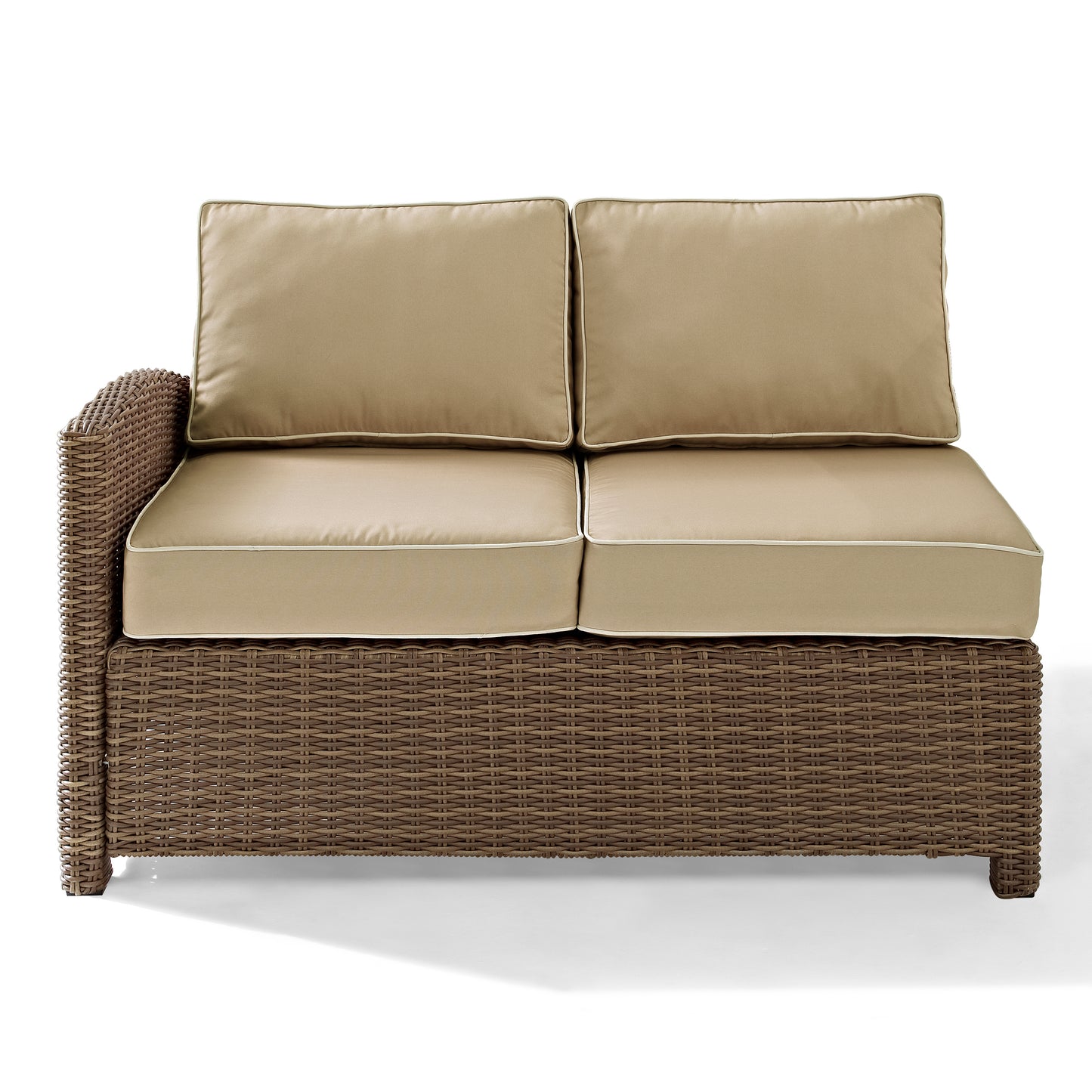 Bradenton Outdoor Wicker Sectional Left Side Loveseat Sand/Weathered Brown