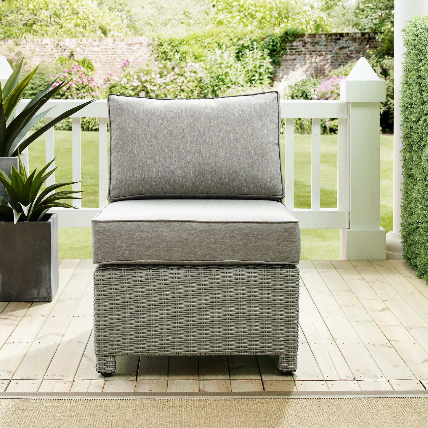 Bradenton Outdoor Wicker Sectional Center Chair Gray/Gray