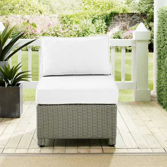 Bradenton Outdoor Sectional Center Chair - Sunbrella White/Gray