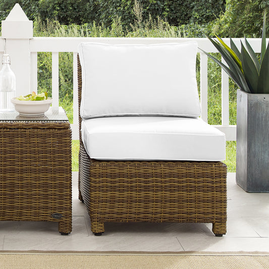 Bradenton Outdoor Sectional Center Chair - Sunbrella White/Weathered Brown