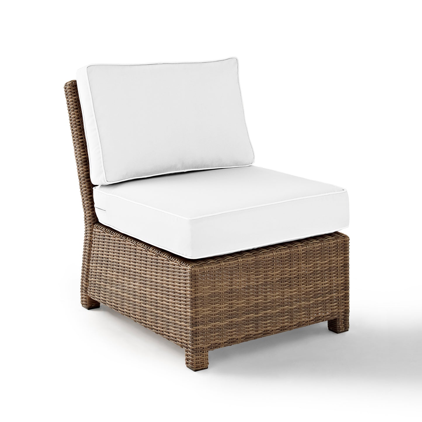 Bradenton Outdoor Sectional Center Chair - Sunbrella White/Weathered Brown