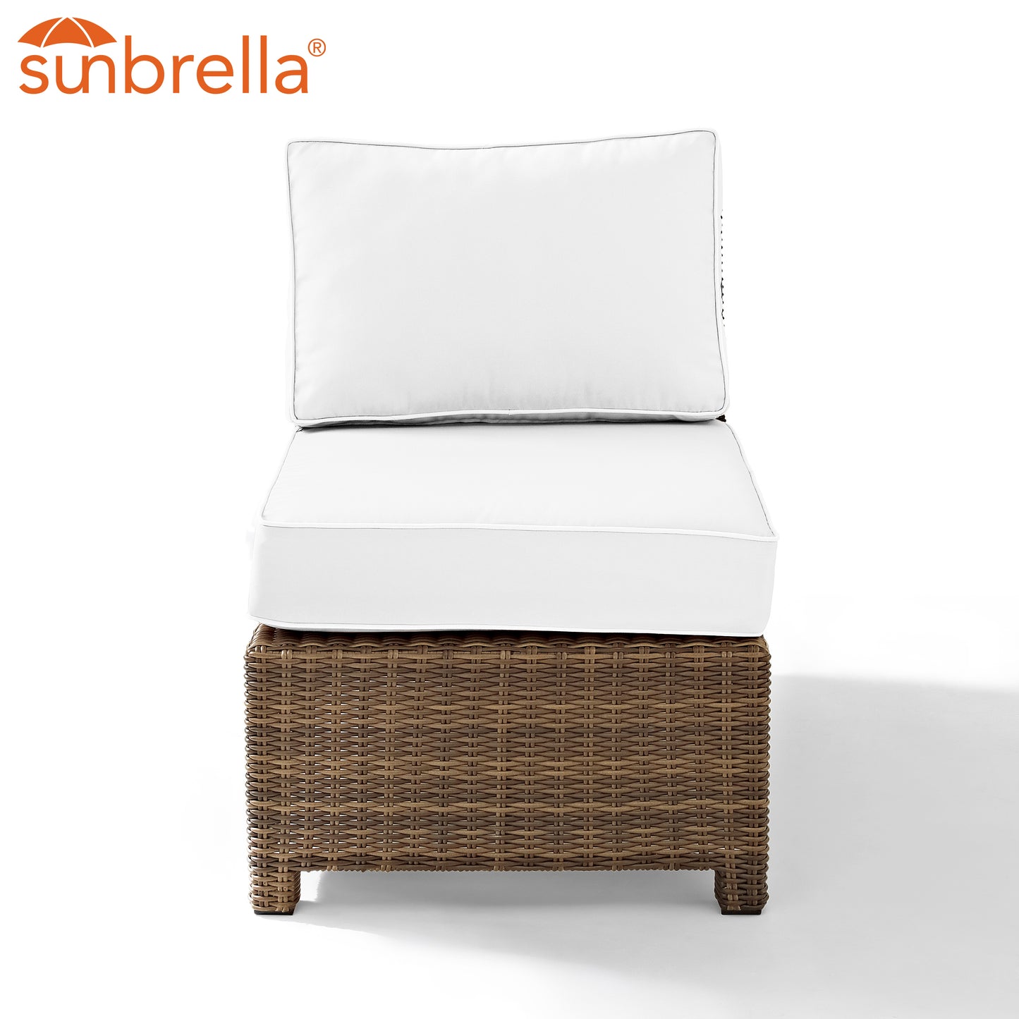 Bradenton Outdoor Sectional Center Chair - Sunbrella White/Weathered Brown