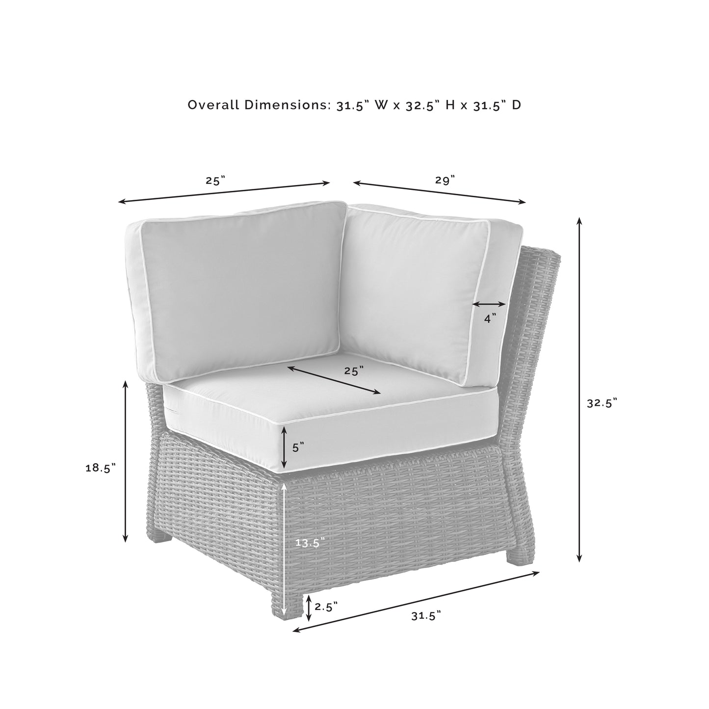 Bradenton Outdoor Wicker Sectional Corner Chair Gray/Gray