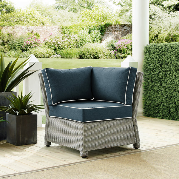 Bradenton Outdoor Wicker Sectional Corner Chair Navy/Gray