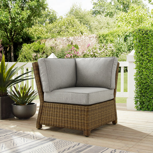 Bradenton Outdoor Wicker Sectional Corner Chair Gray/Weathered Brown