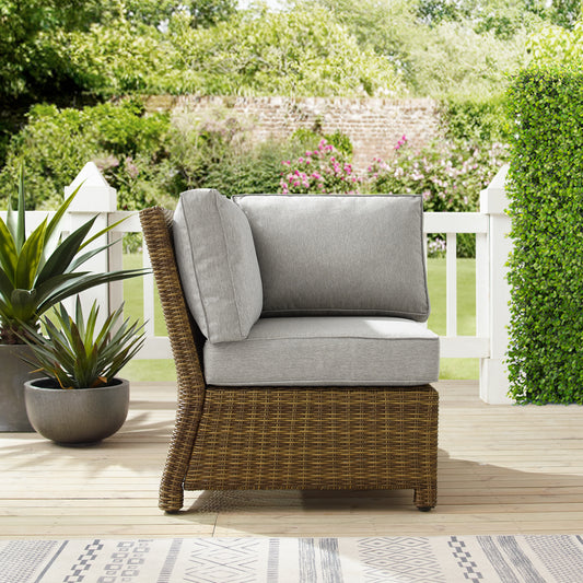 Bradenton Outdoor Wicker Sectional Corner Chair Gray/Weathered Brown